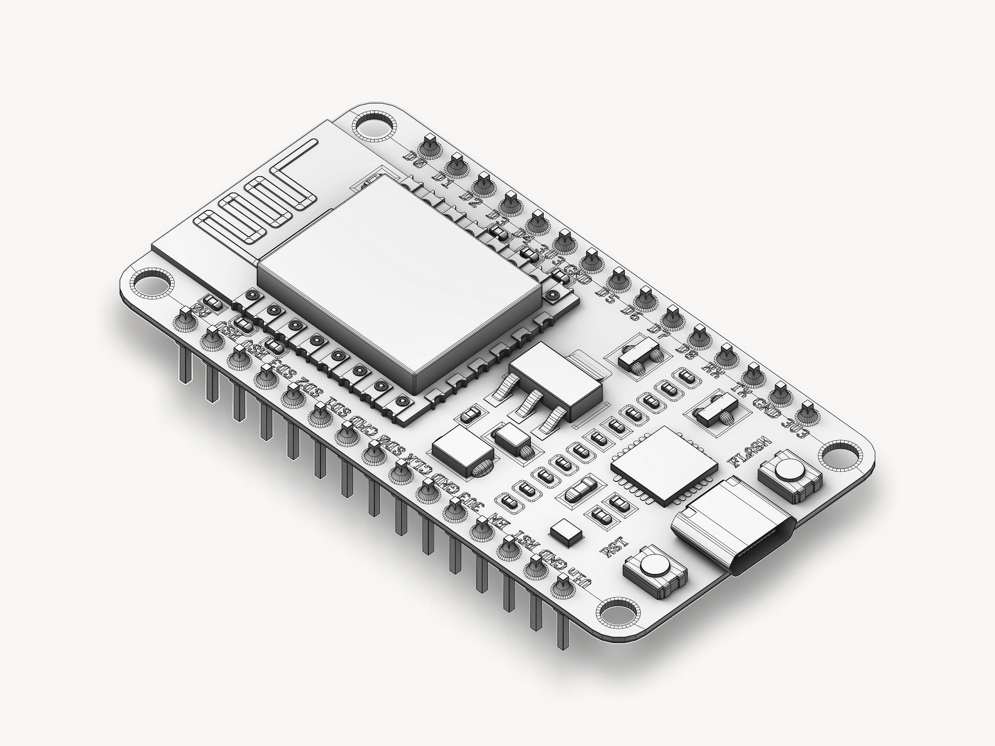 NodeMCU ESP8266 3D model_1