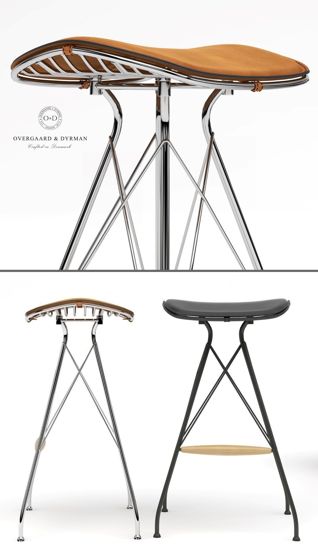 Overgaard And Dyrman Wire Bar Stool 3D model_1