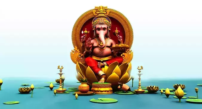 ganesha 3d model buddha on lotus