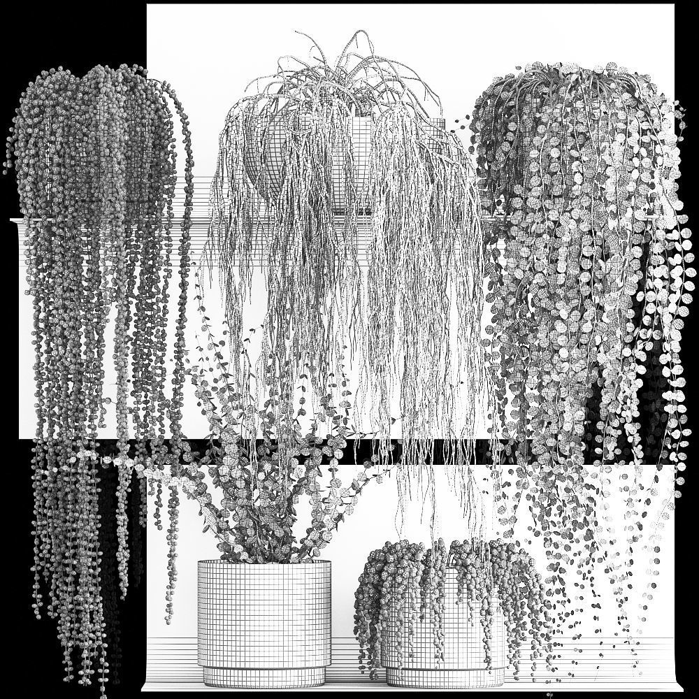 Vertical gardening on wall shelves 61 3D model_8