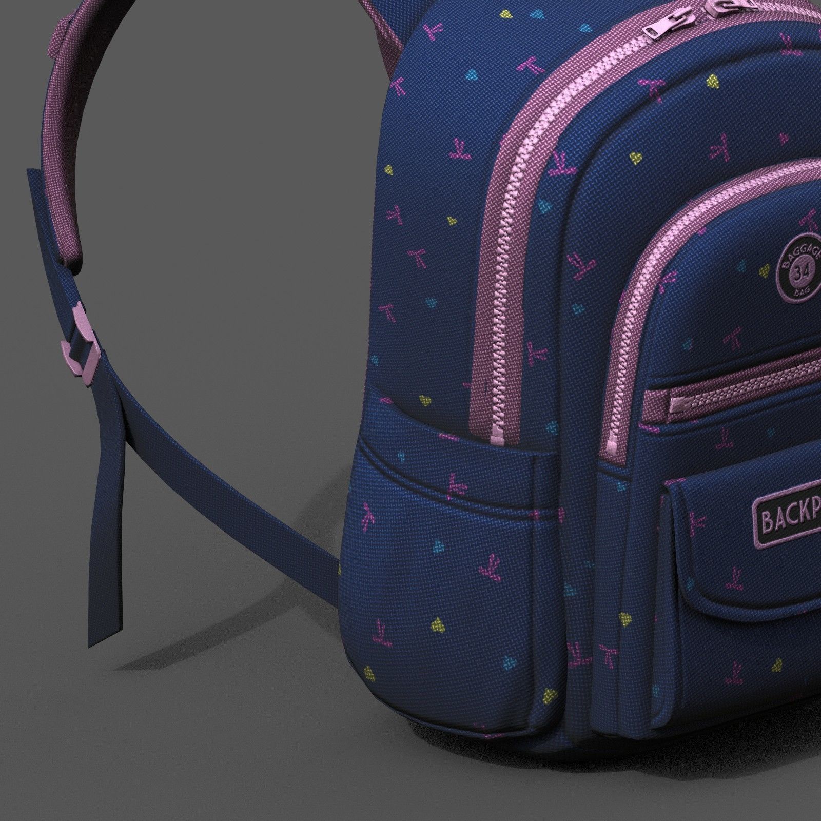 Backpack Camping bag baggage pockets product  Low-poly 3D model_9