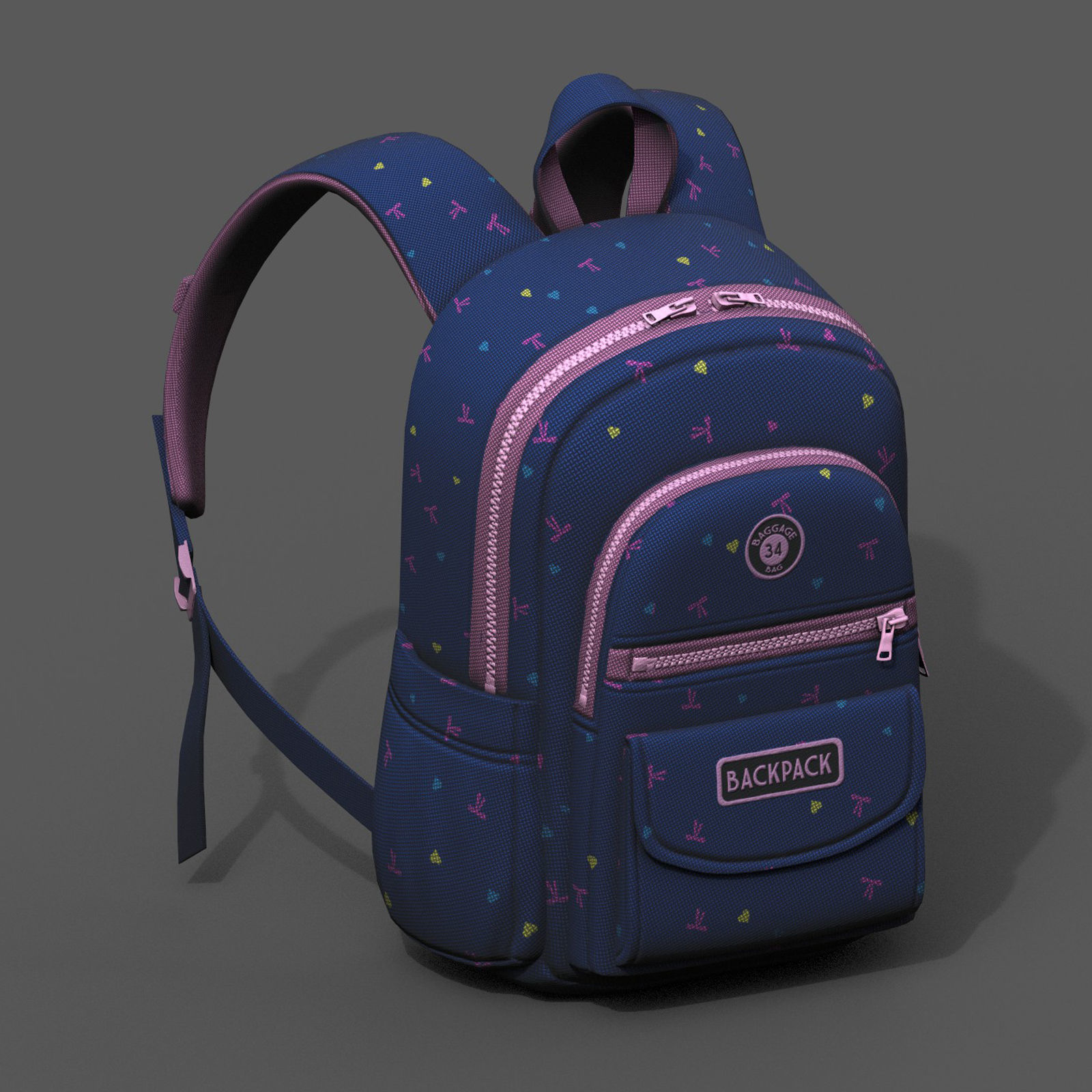 Backpack Camping bag baggage pockets product  Low-poly 3D model_4