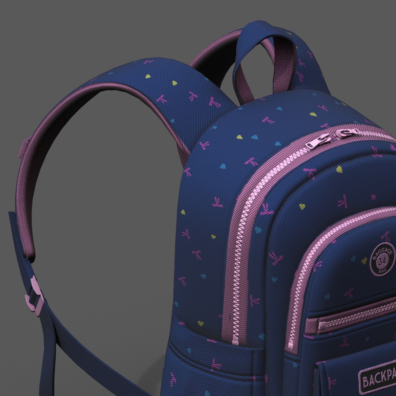Backpack Camping bag baggage pockets product  Low-poly 3D model_8