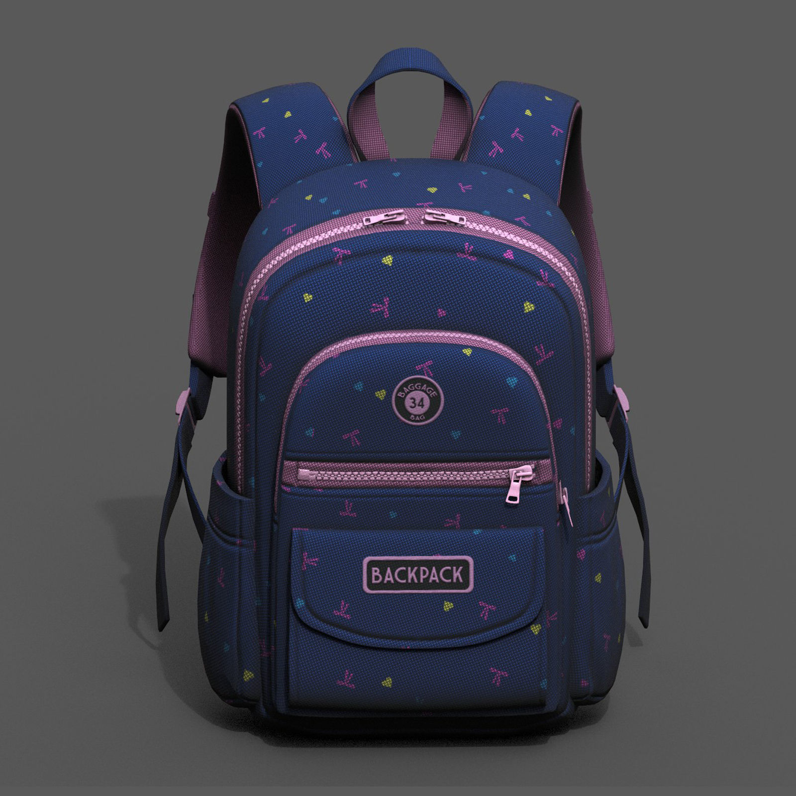 Backpack Camping bag baggage pockets product  Low-poly 3D model_2