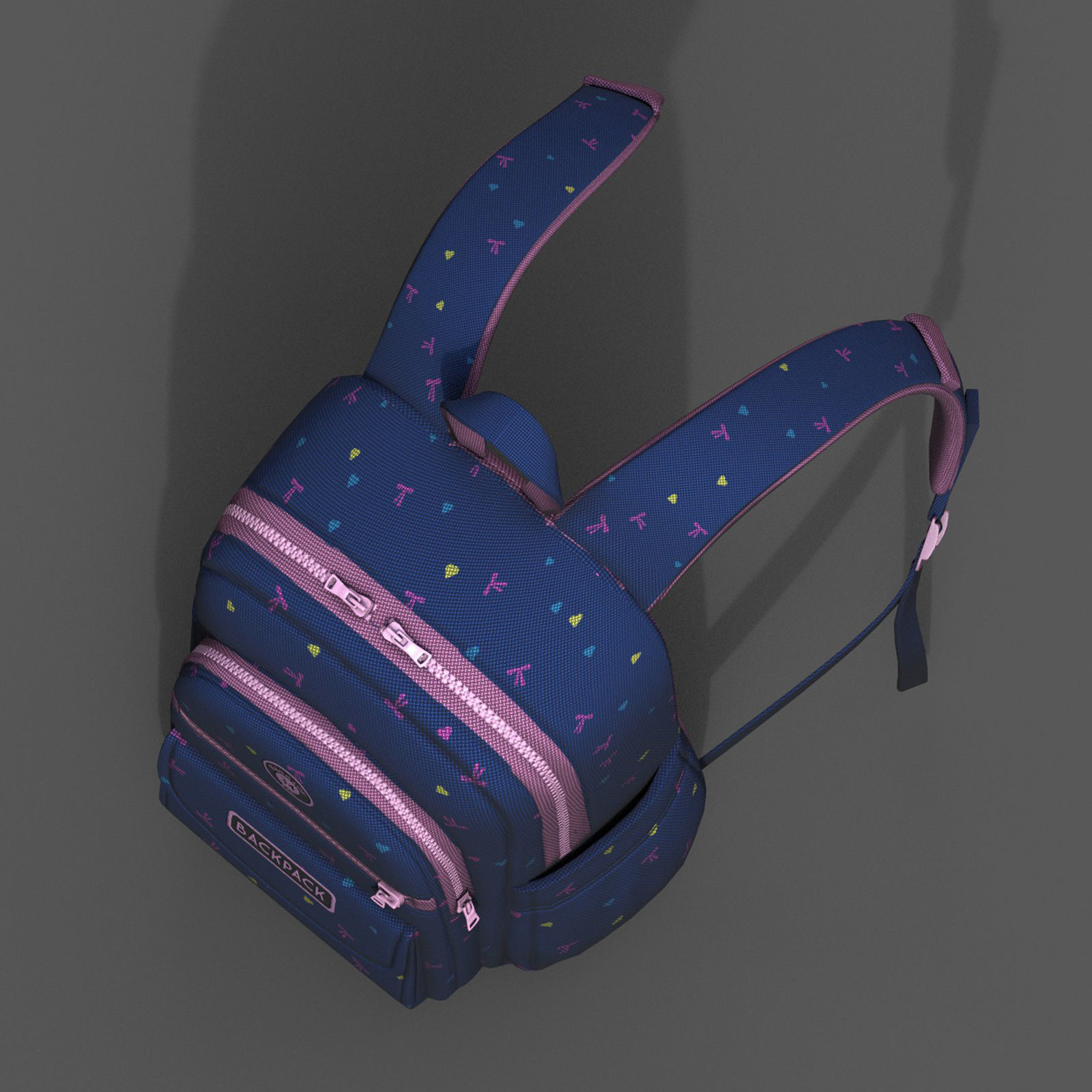 Backpack Camping bag baggage pockets product  Low-poly 3D model_5