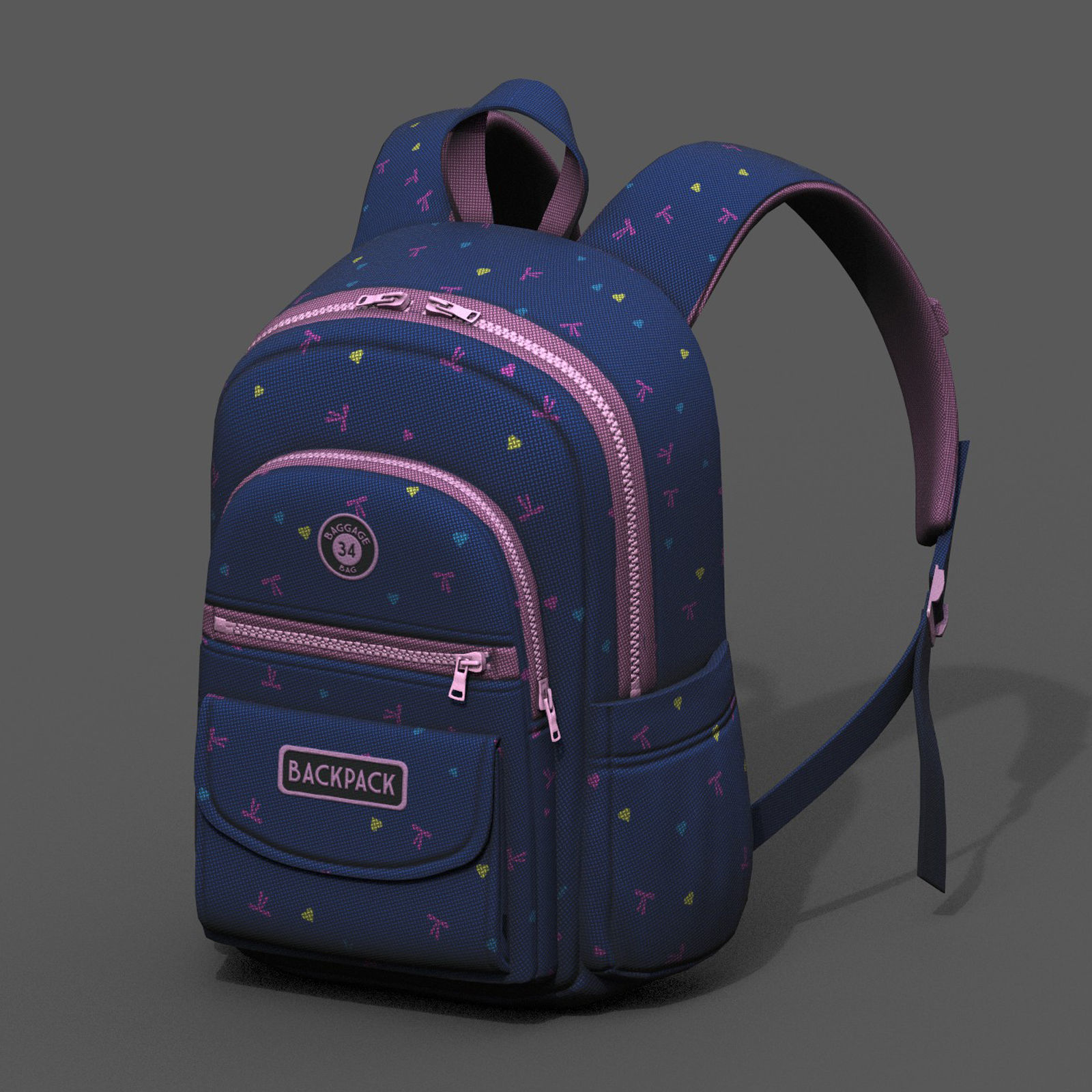 Backpack Camping bag baggage pockets product  Low-poly 3D model_3