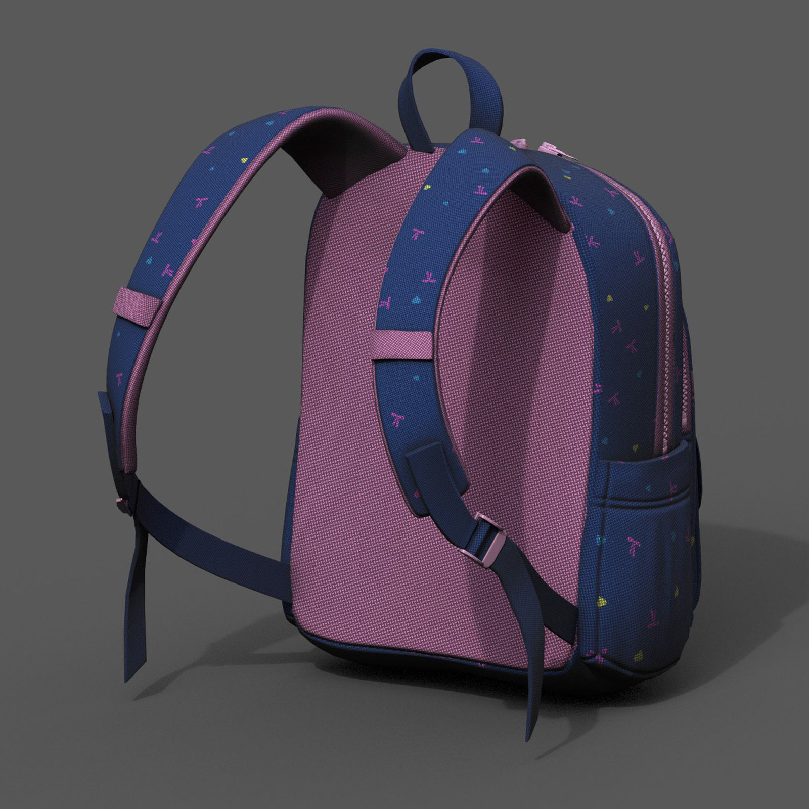 Backpack Camping bag baggage pockets product  Low-poly 3D model_7