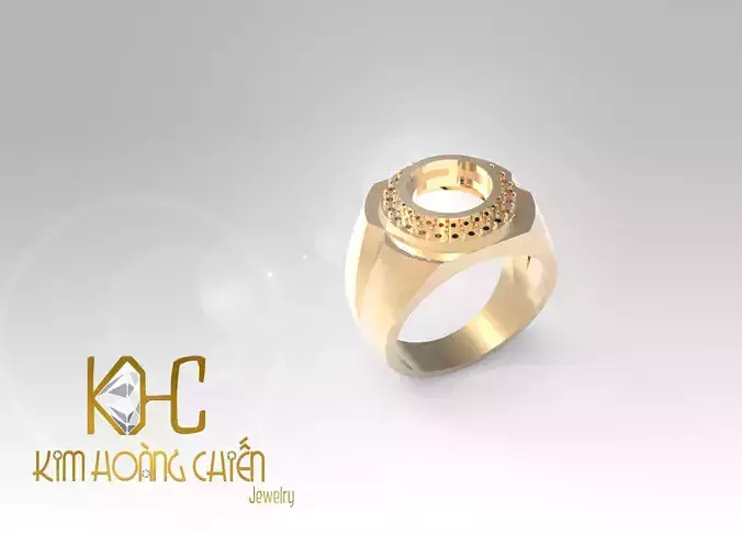 Rings-CC52 with diamond -1 Files 3D print model
