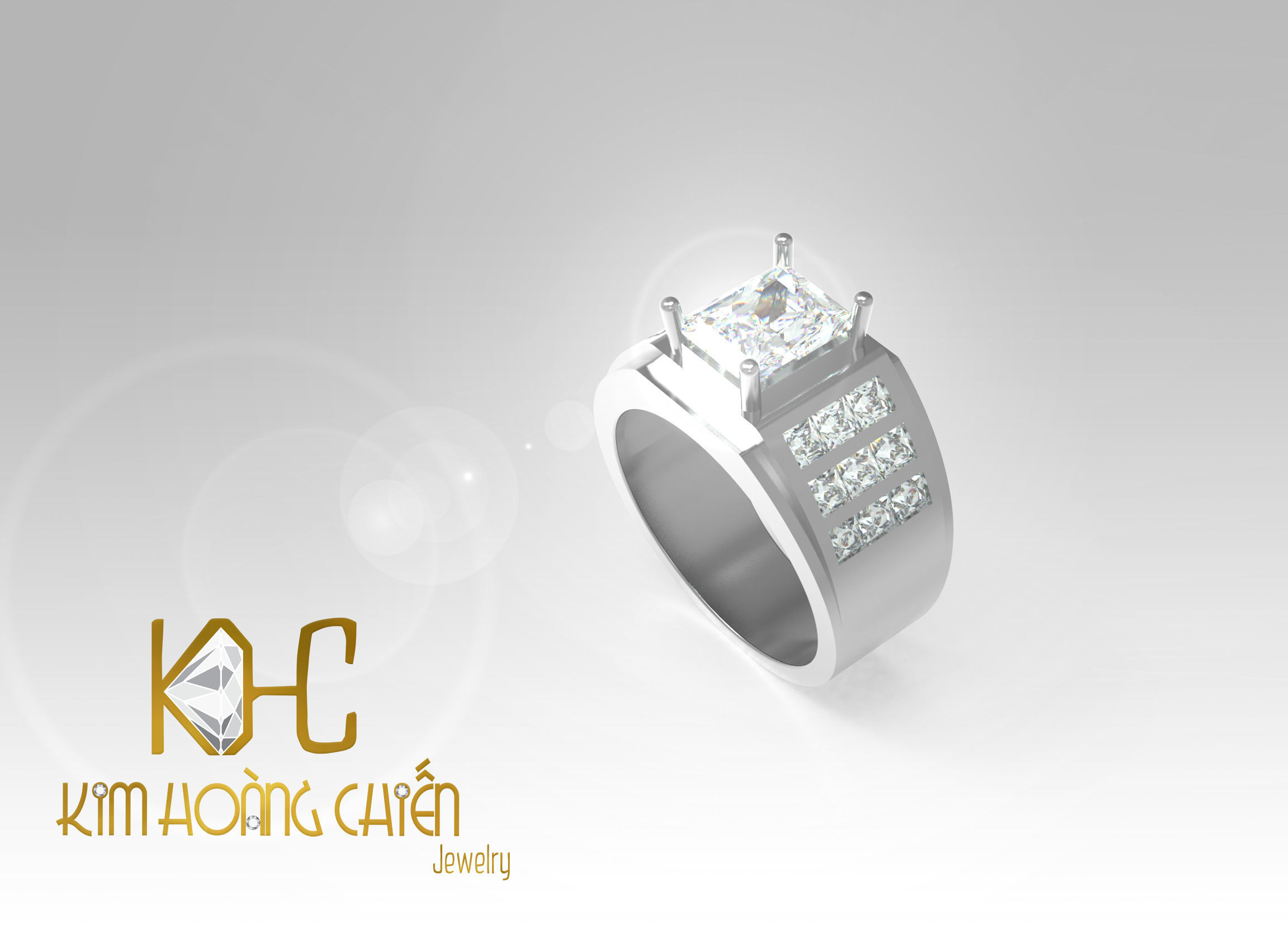 Rings-CC54 with diamond -1 Files 3D print model 3D print model_1