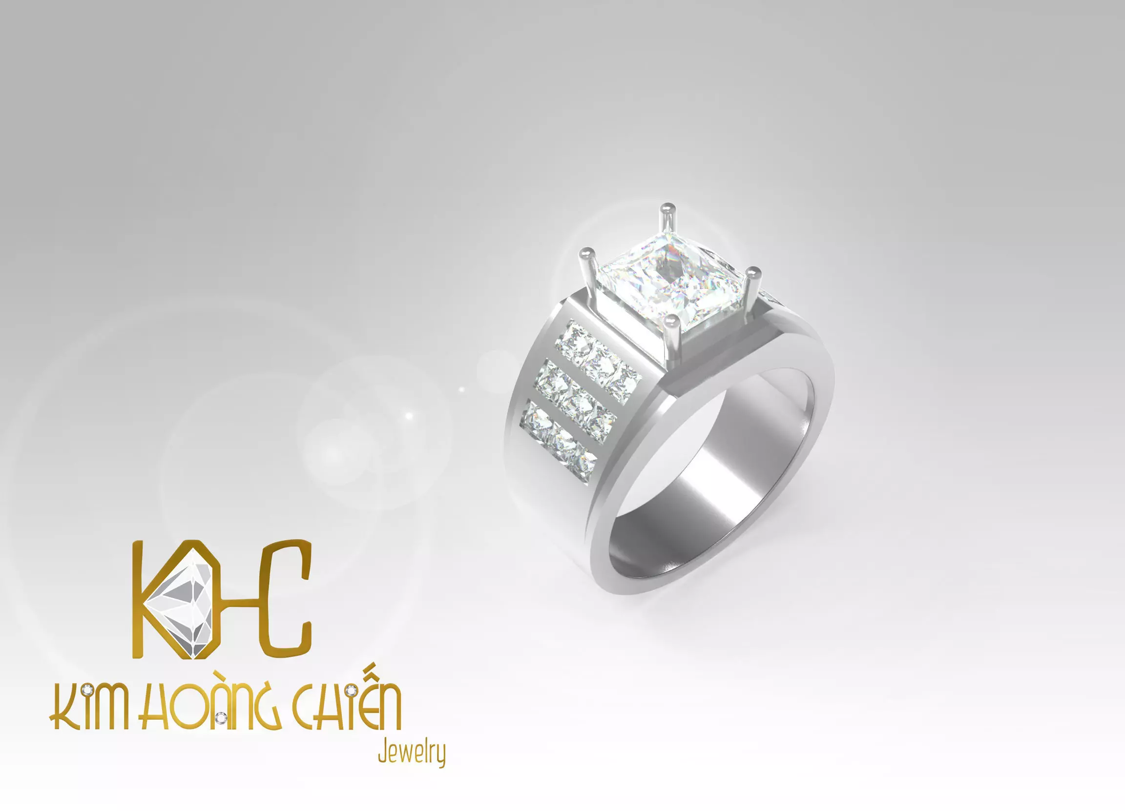 Rings-CC54 with diamond -1 Files 3D print model 3D print model_0