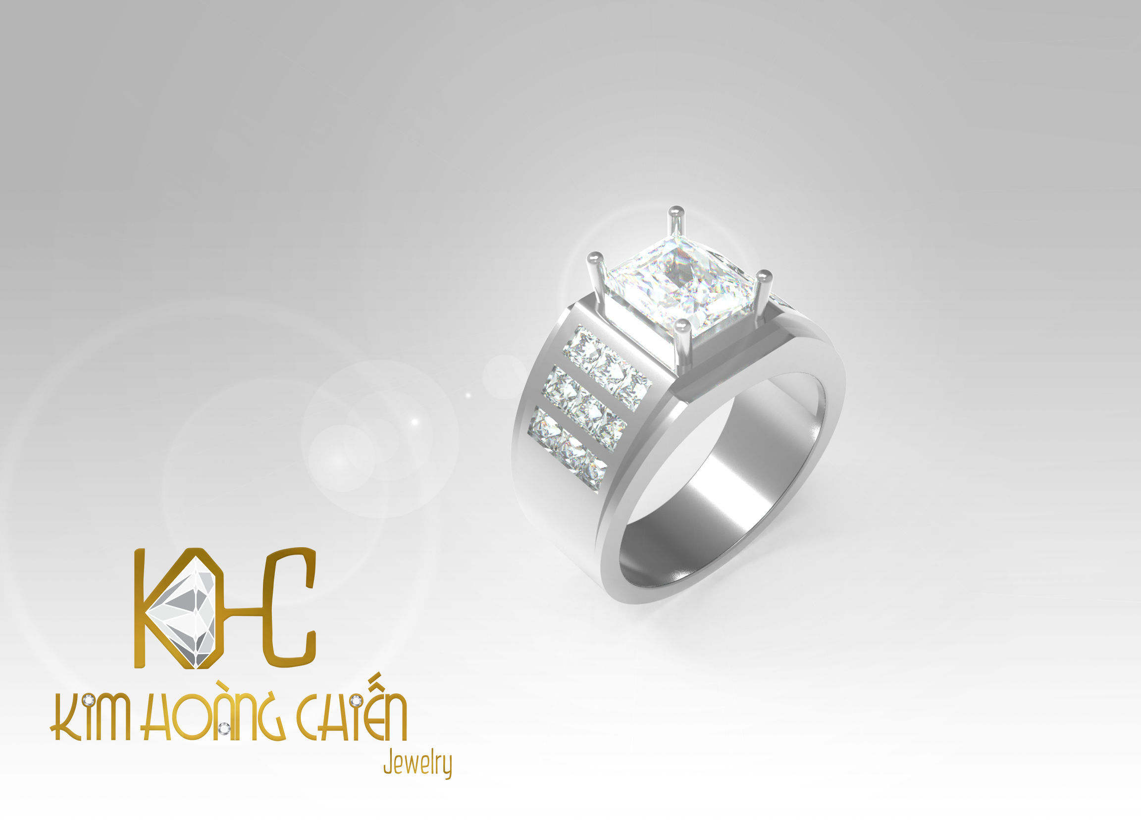 Rings-CC54 with diamond -1 Files 3D print model 3D print model_2