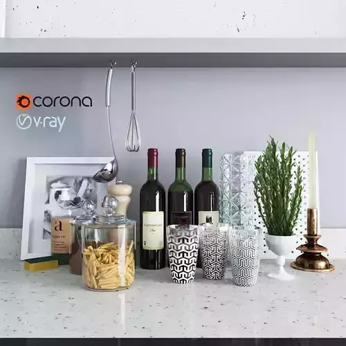 Set decor for the kitchen Low-poly 3D model