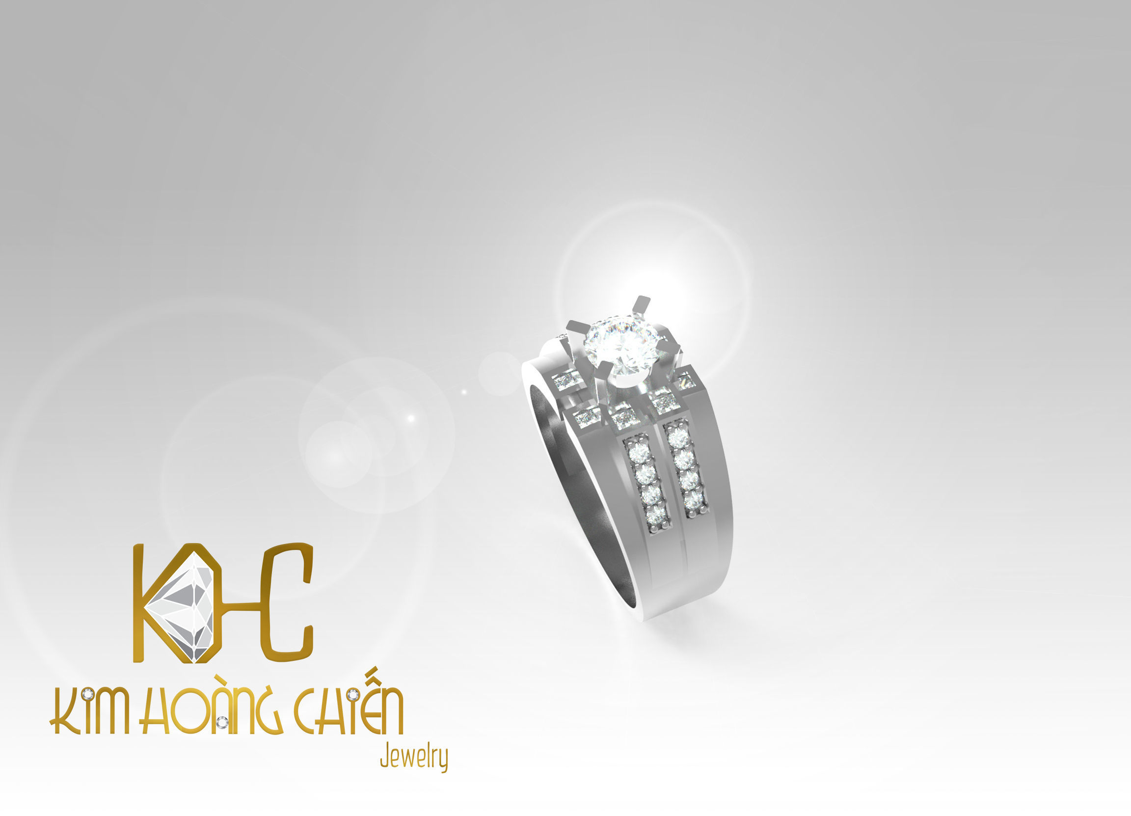 Rings-CC58 with diamond -1 Files 3D print model 3D print model_4