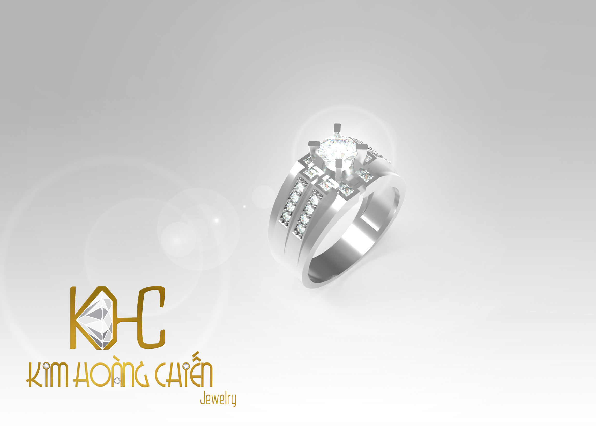 Rings-CC58 with diamond -1 Files 3D print model 3D print model_5