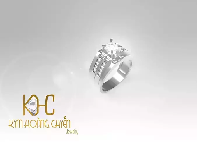 Rings-CC58 with diamond -1 Files 3D print model