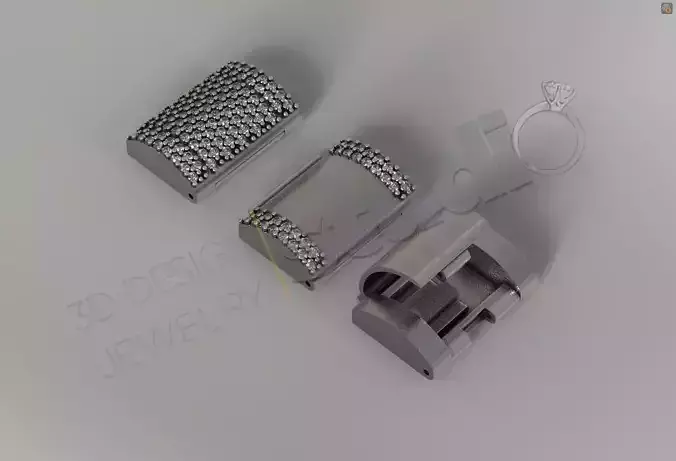 Chain lock clasp  for Cuban Link size 2 3d model