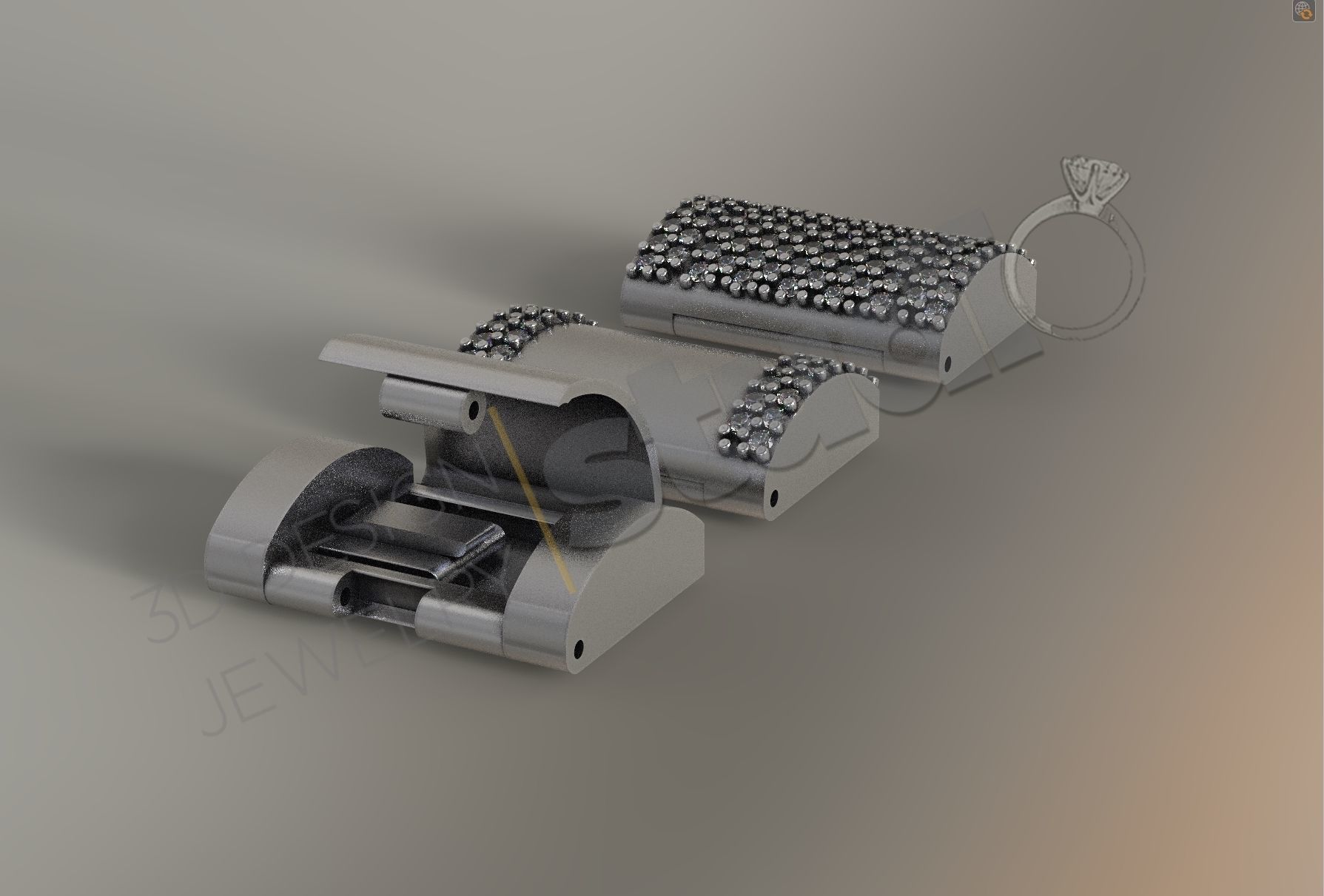 Chain lock clasp  for Cuban Link size 2 3d model 3D print model_1