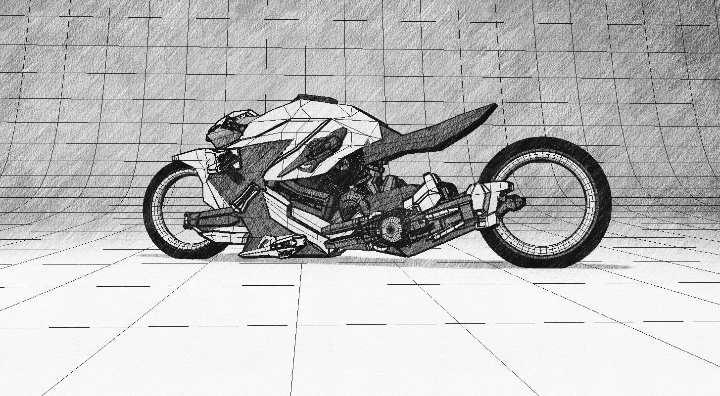 Motorcycle concept modern design version  3D model_3