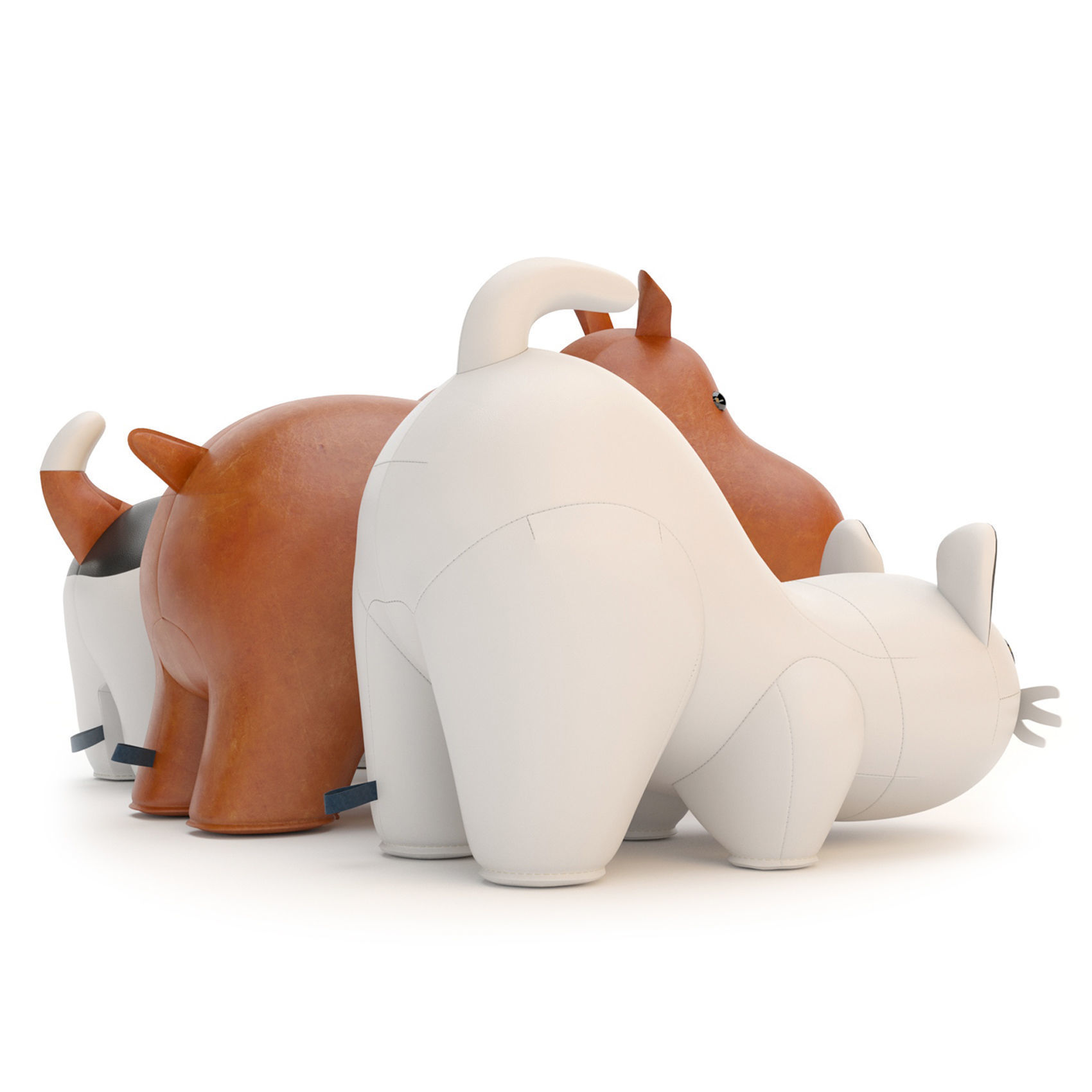 Beagle Hippo Cat white  3D model_6