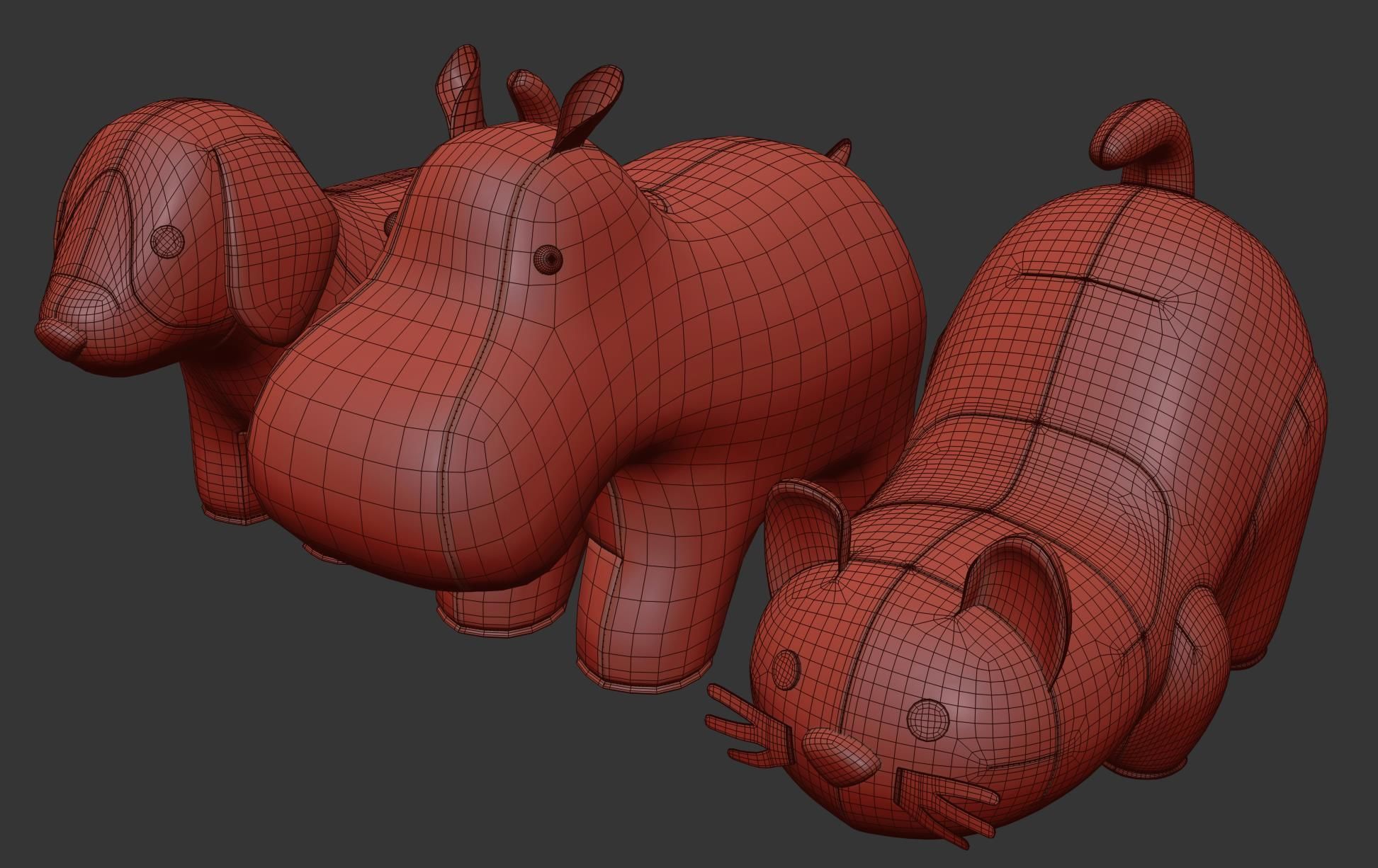 Beagle Hippo Cat white  3D model_9