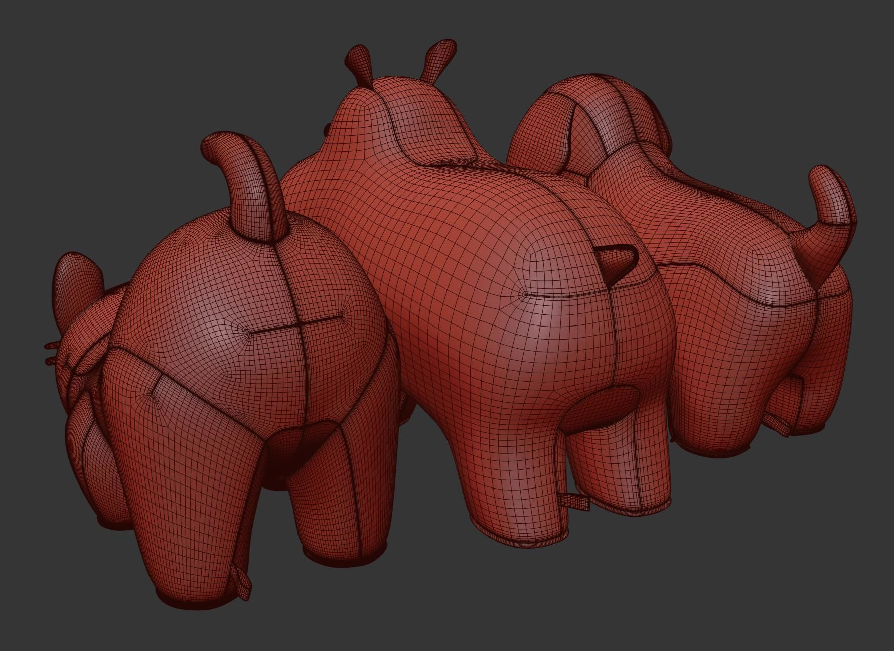 Beagle Hippo Cat white  3D model_7