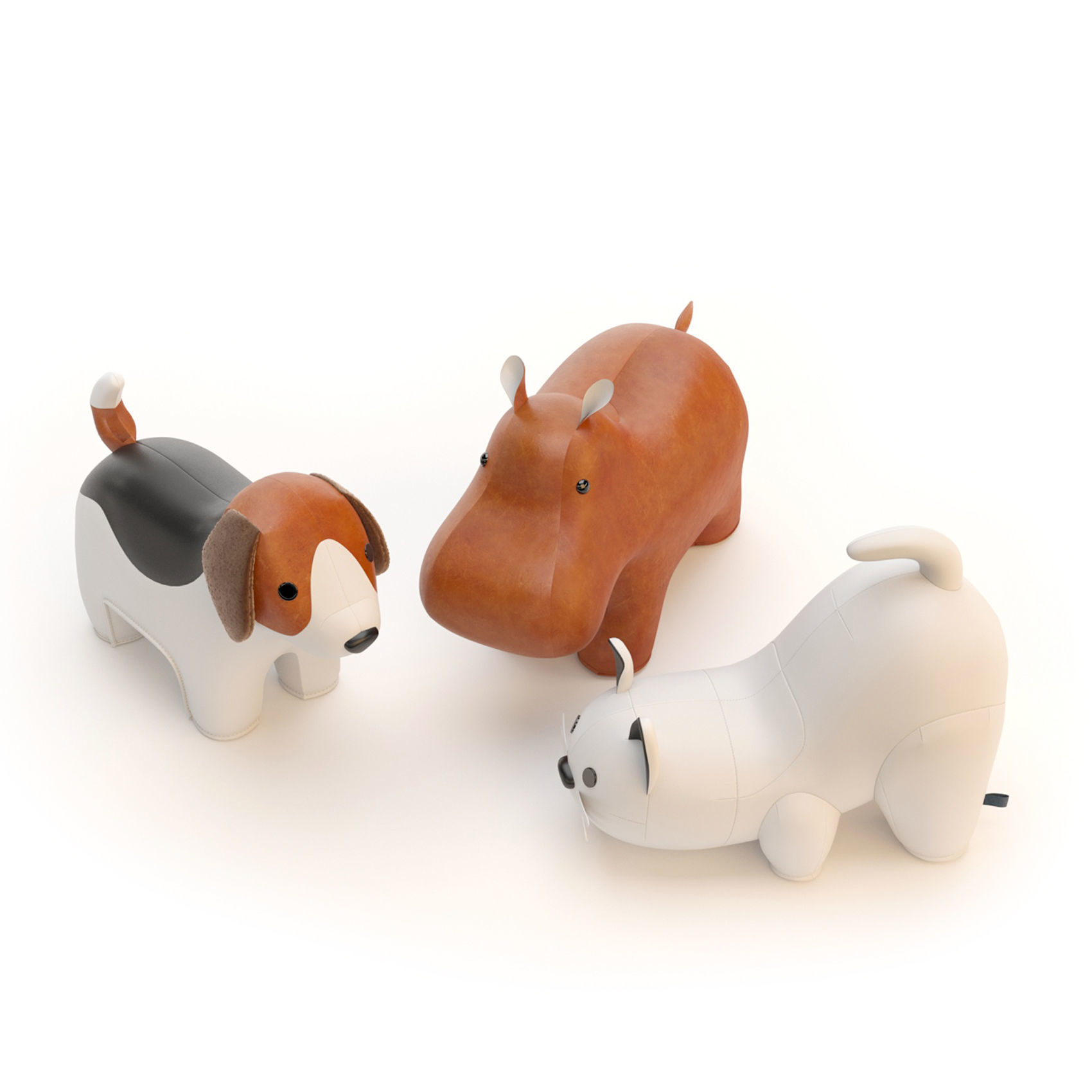 Beagle Hippo Cat white  3D model_1