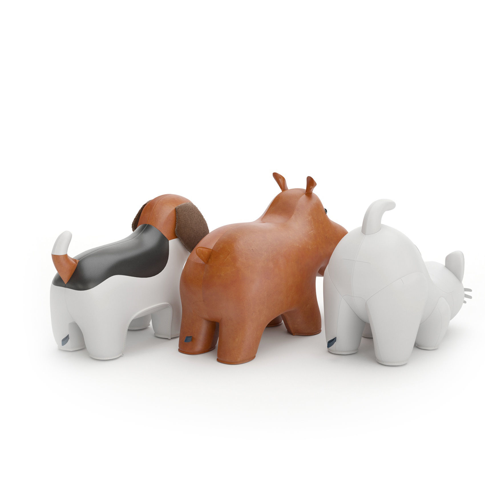 Beagle Hippo Cat white  3D model_4