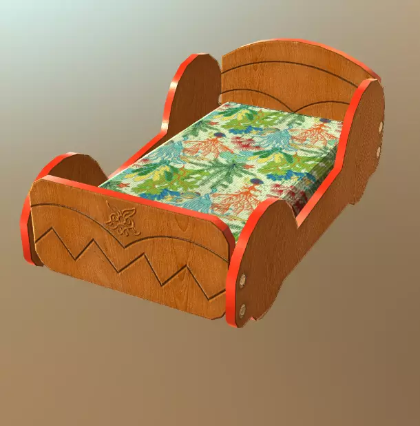 kids bed 05 Low-poly 3D model_0