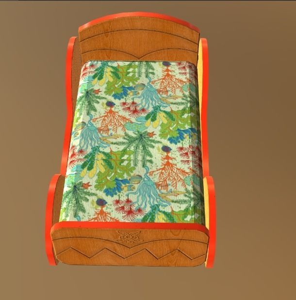 kids bed 05 Low-poly 3D model_1