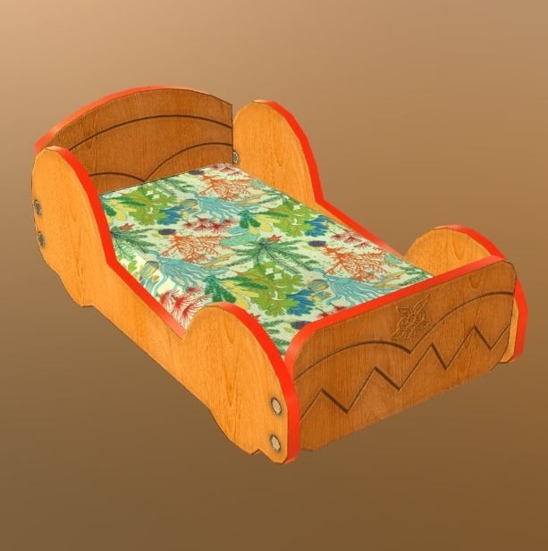 kids bed 05 Low-poly 3D model_2