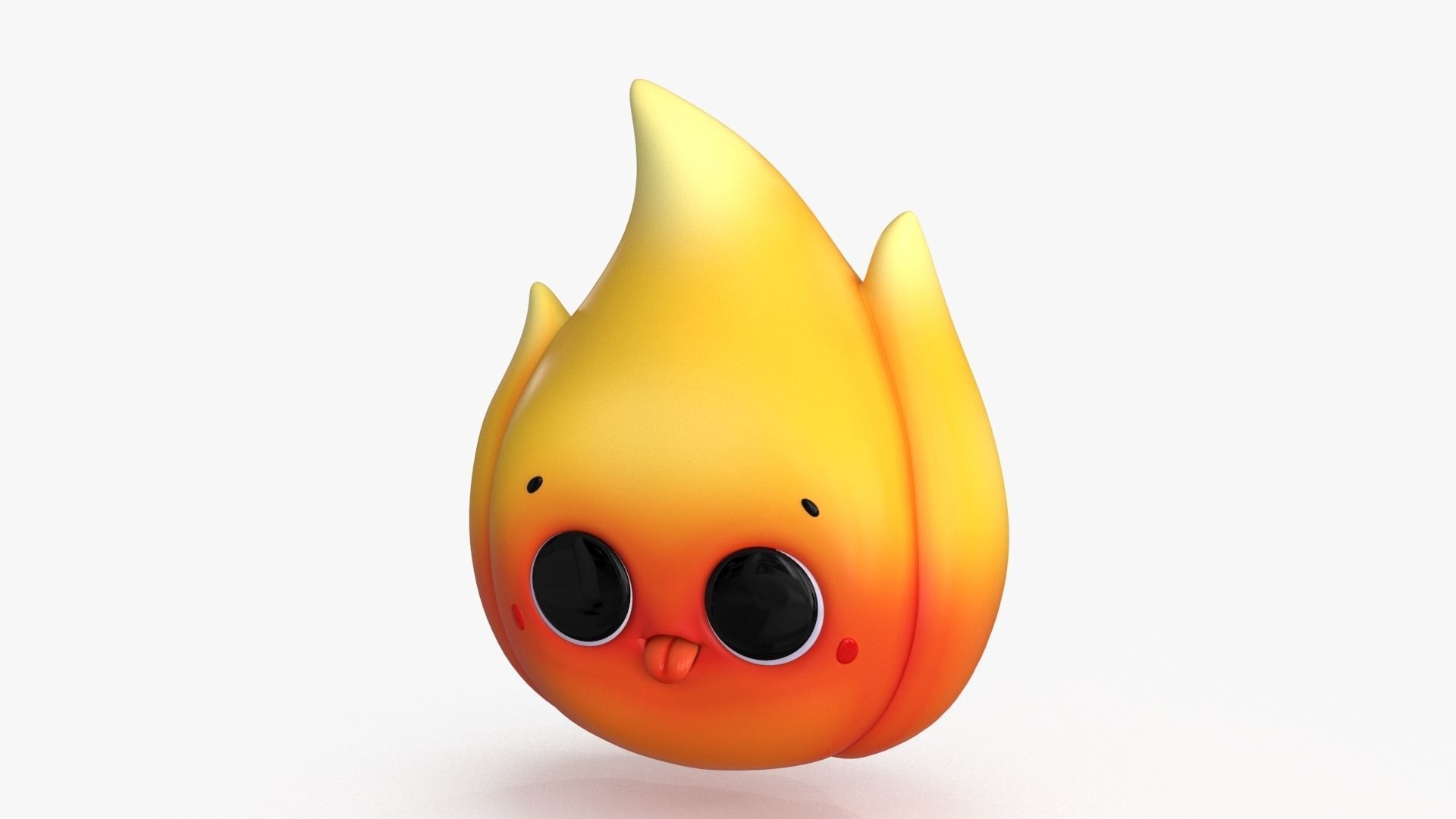 Cartoon Kawaii Flame Low-poly 3D model_13