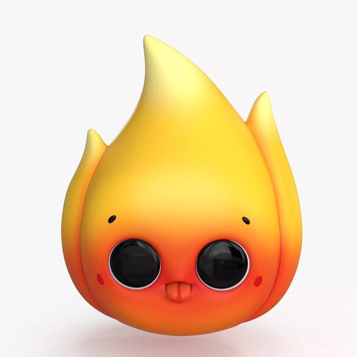 Cartoon Kawaii Flame Low-poly 3D model_0
