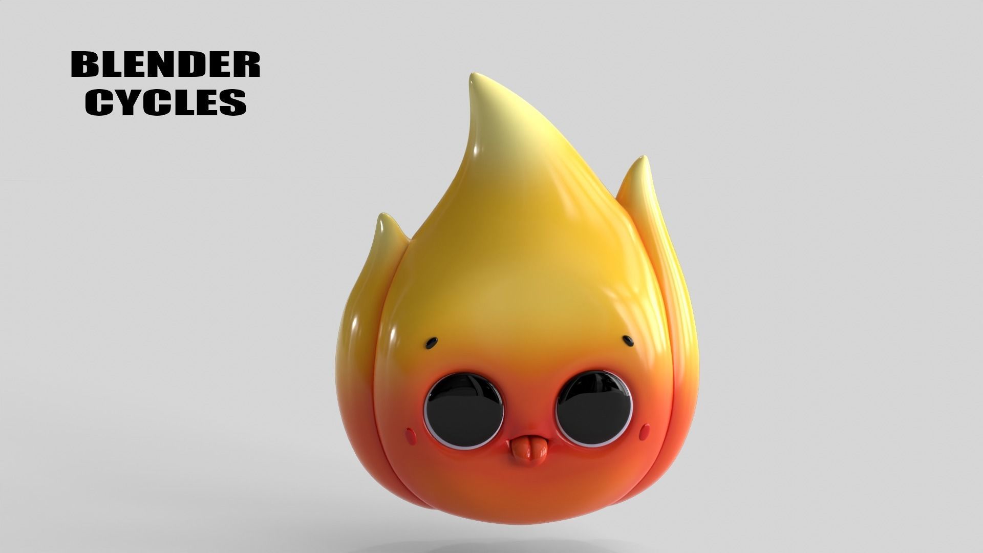 Cartoon Kawaii Flame Low-poly 3D model_16