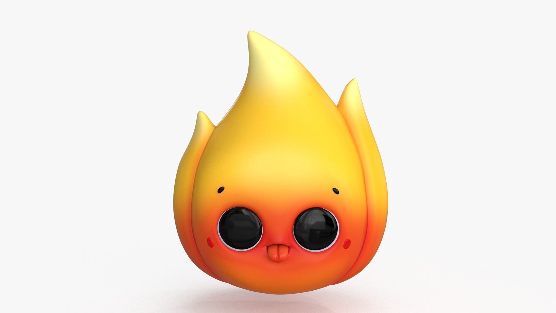 Cartoon Kawaii Flame Low-poly 3D model_2