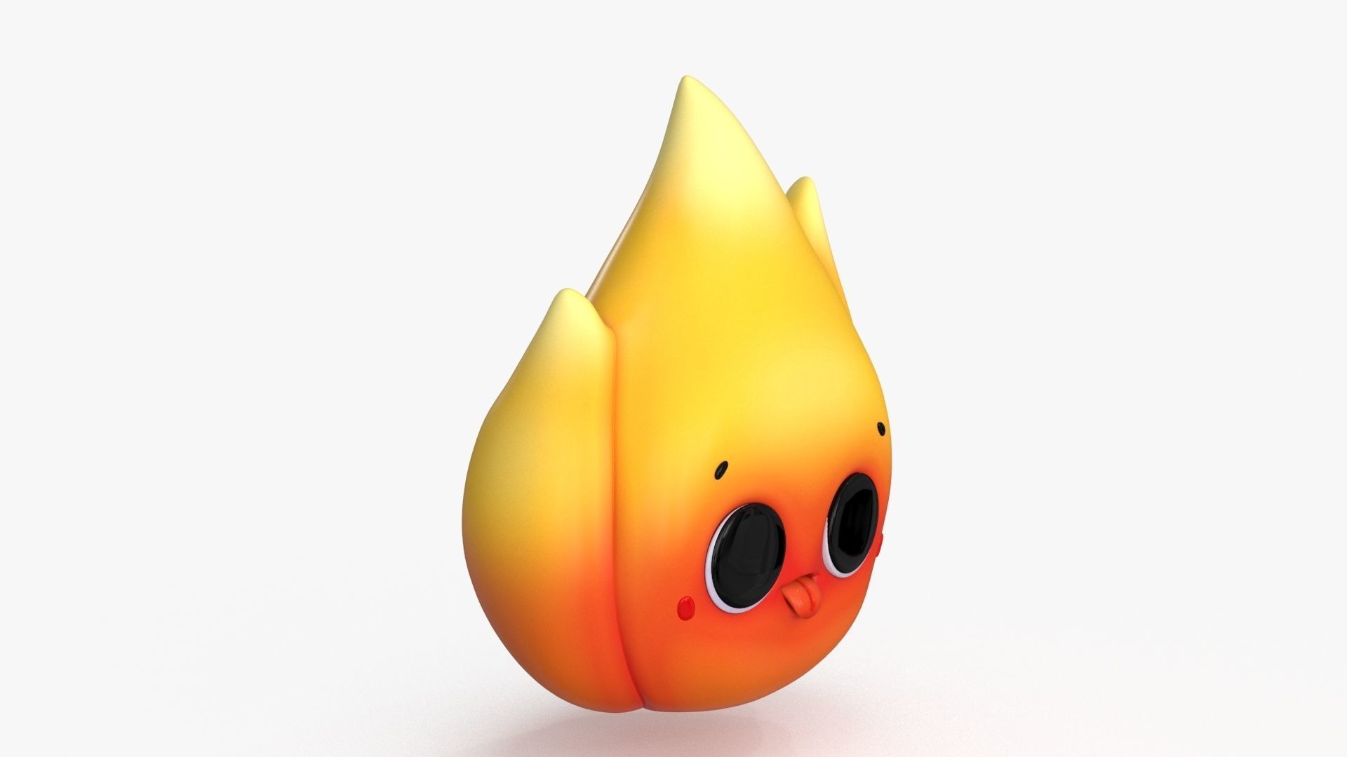 Cartoon Kawaii Flame Low-poly 3D model_4