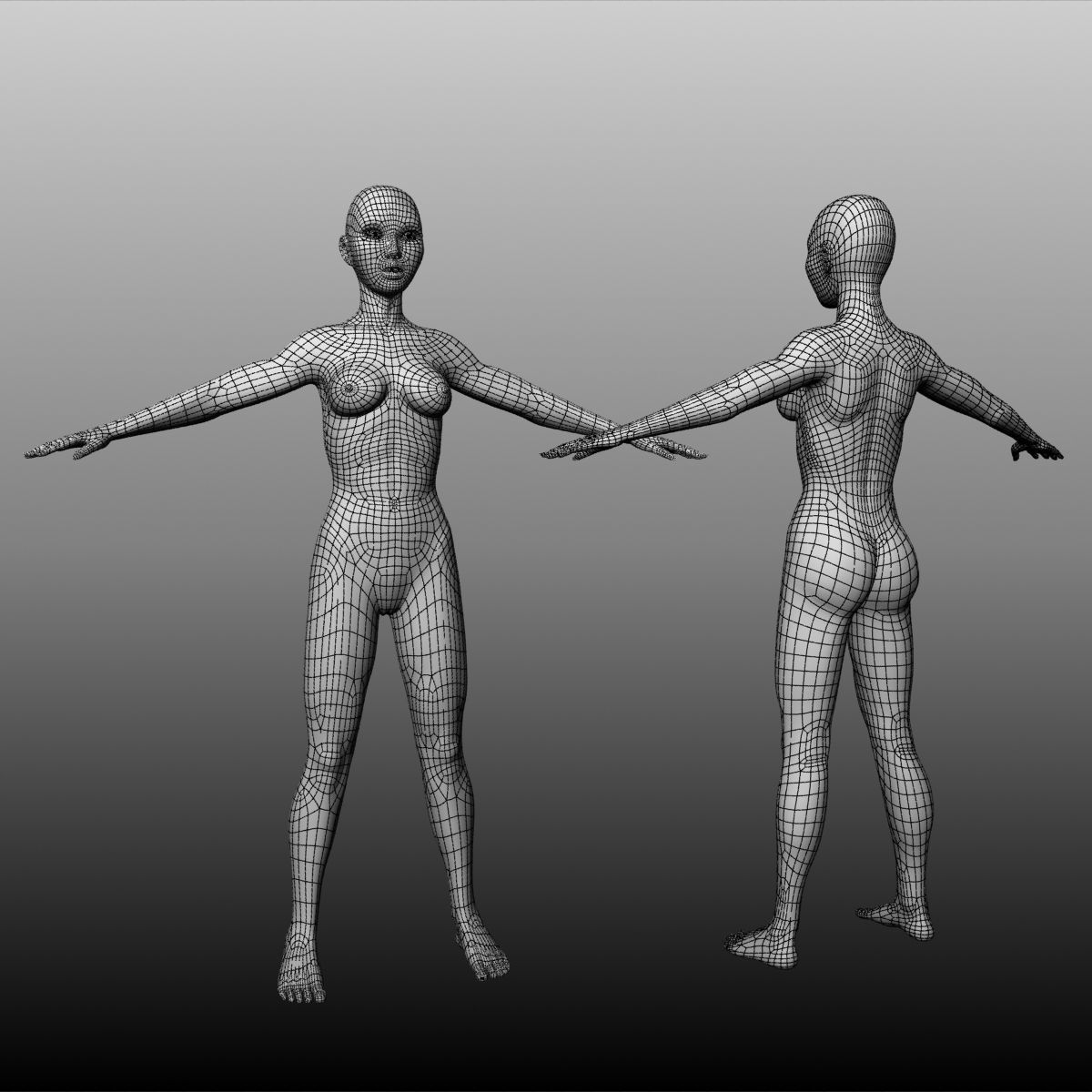 Alexa Female Base Mesh Free low-poly 3D model_11