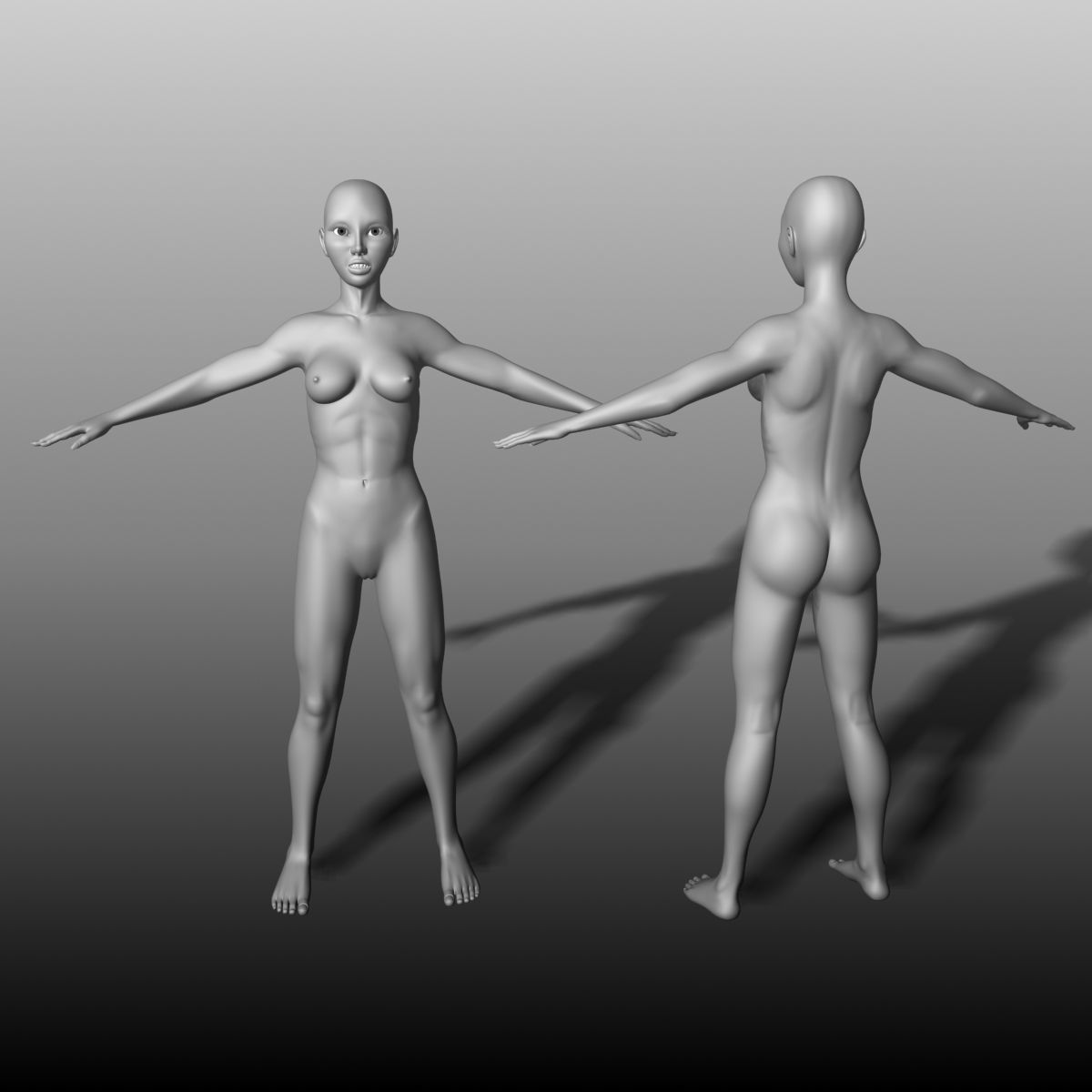 Alexa Female Base Mesh Free low-poly 3D model_1