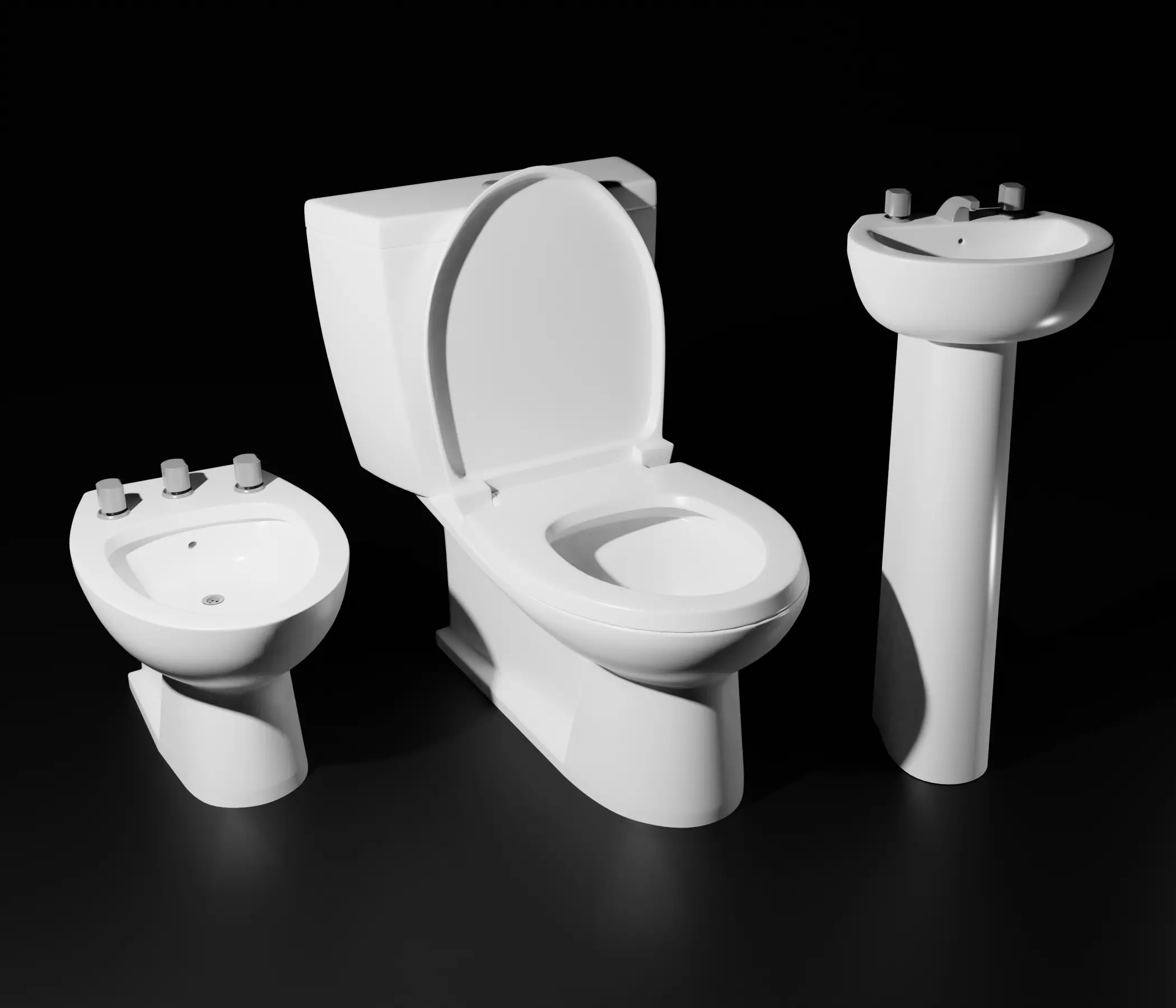 Bathroom Set Toilet Bidet Sink 3D model