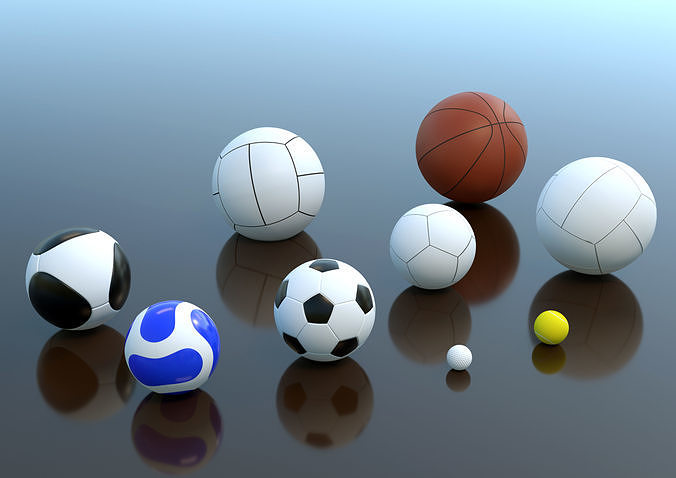 balls collection basketball with two different angles 3D model
