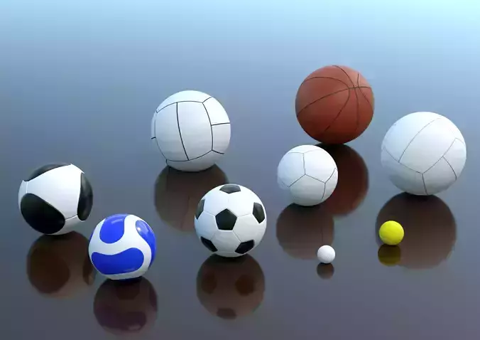 balls collection basketball with two different angles 3D model