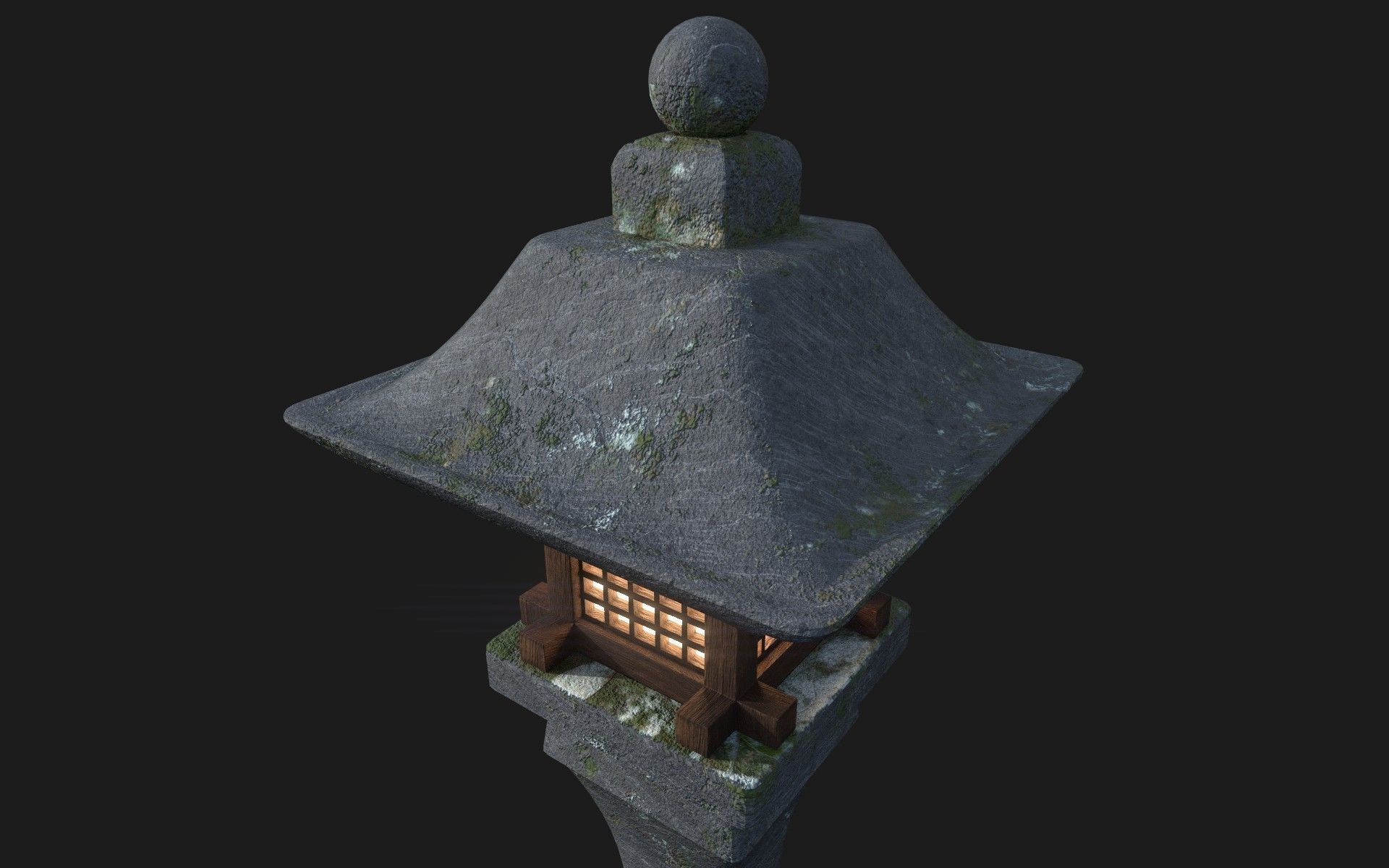 Japanese Garden Lamp Low-poly 3D model_2