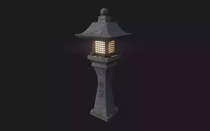 Japanese Garden Lamp Low-poly 3D model