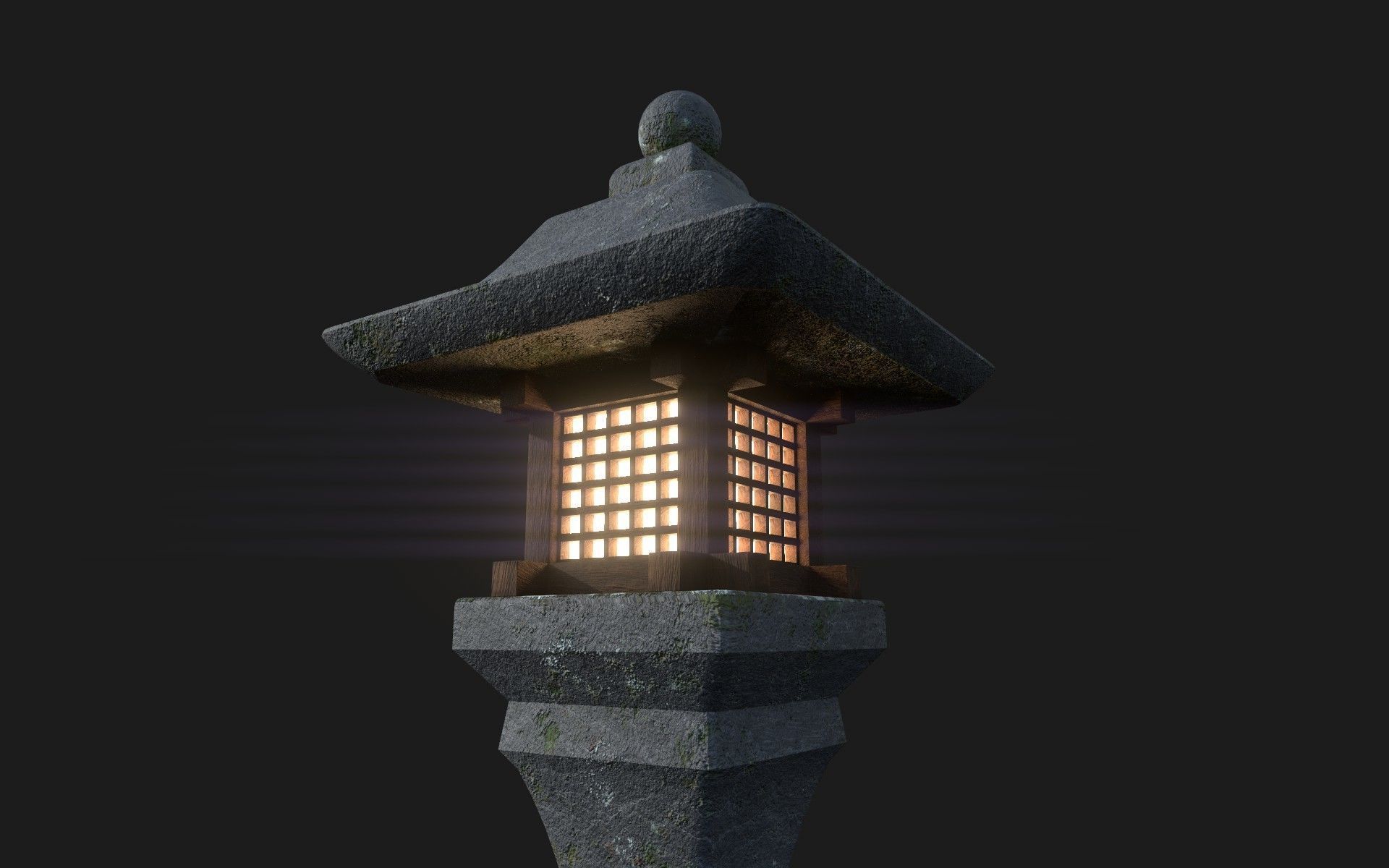 Japanese Garden Lamp Low-poly 3D model_1