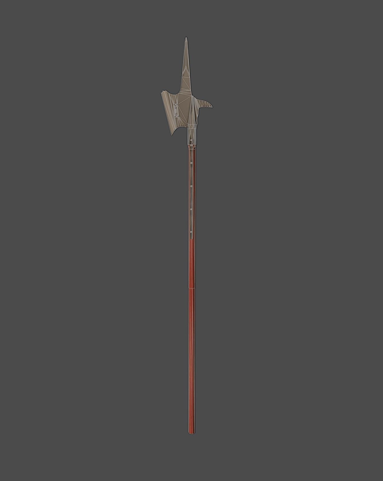  Halberd Polearm Low-poly 3D model_1