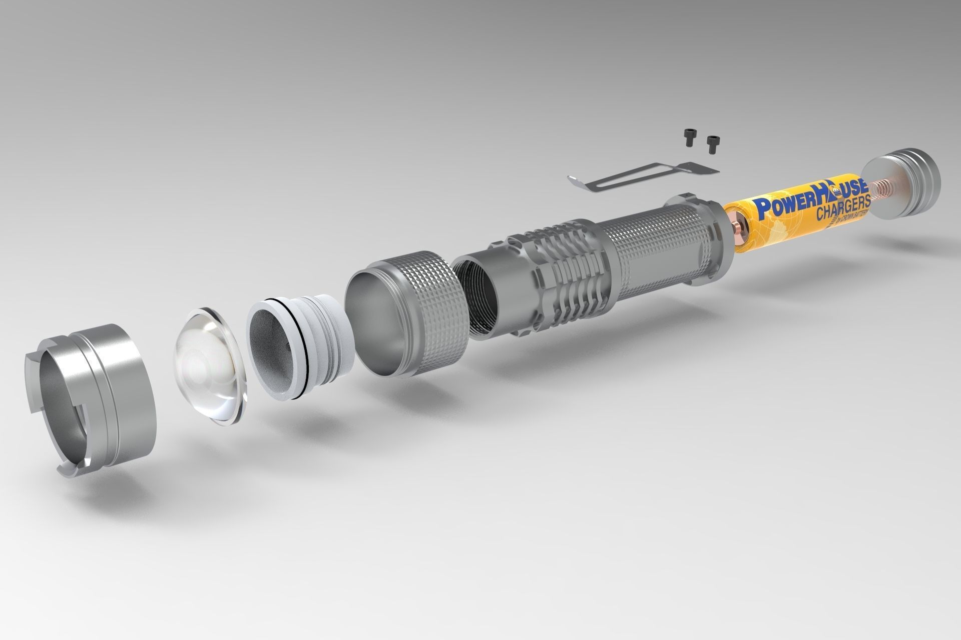 Flashlight with lens 3D model_2