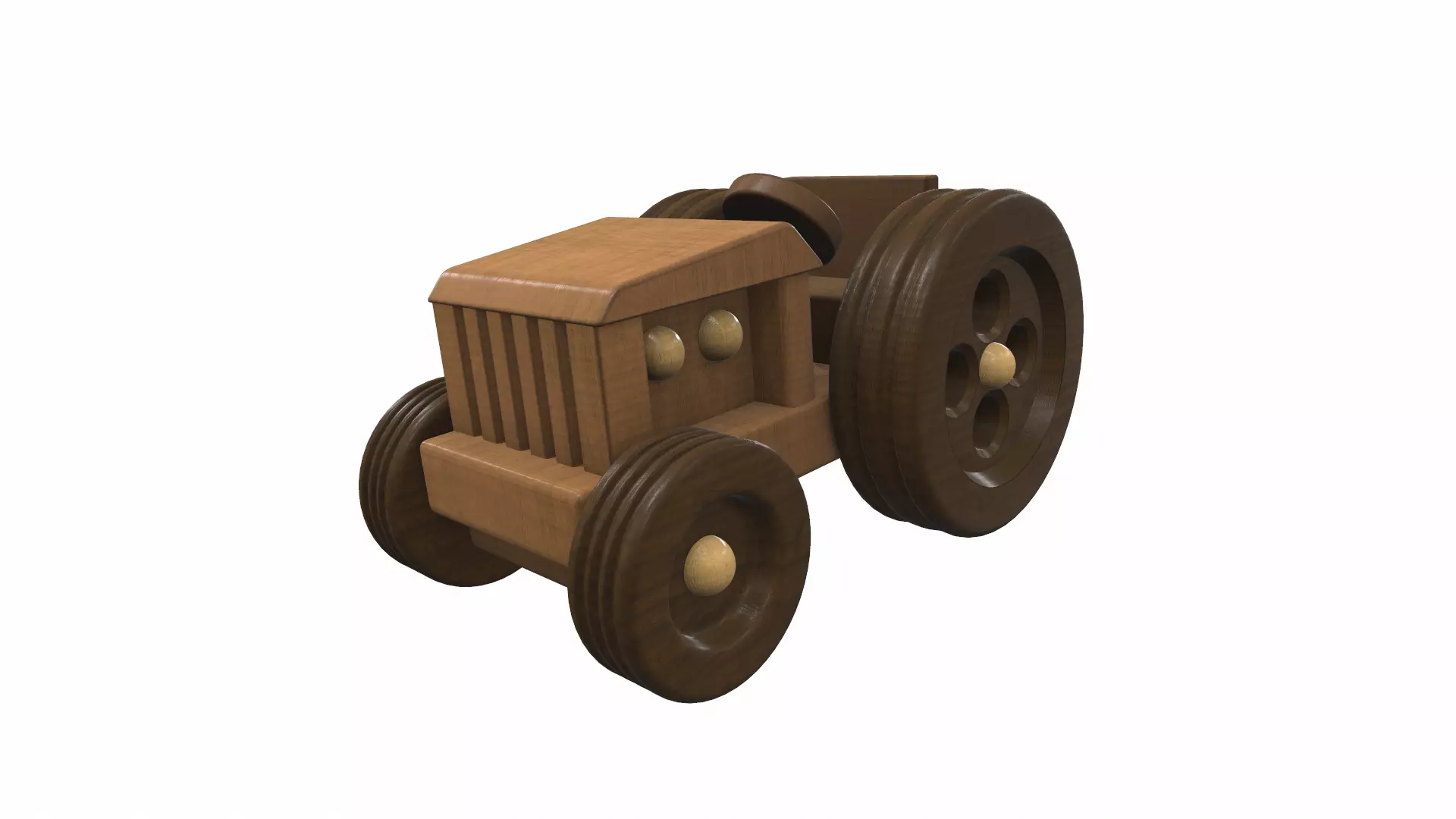 Wooden tractor toy 1 Free 3D model