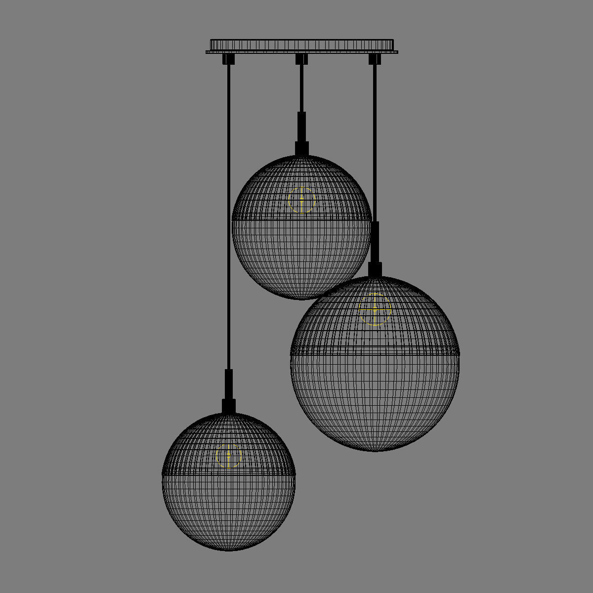 Copper Light Black Pendant 3 3D model_4