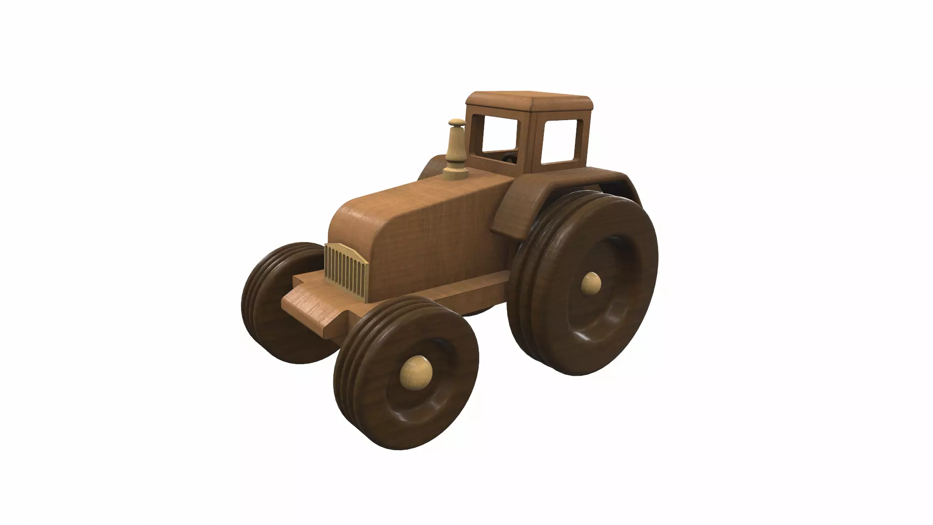 Wooden tractor toy 3 Free 3D model