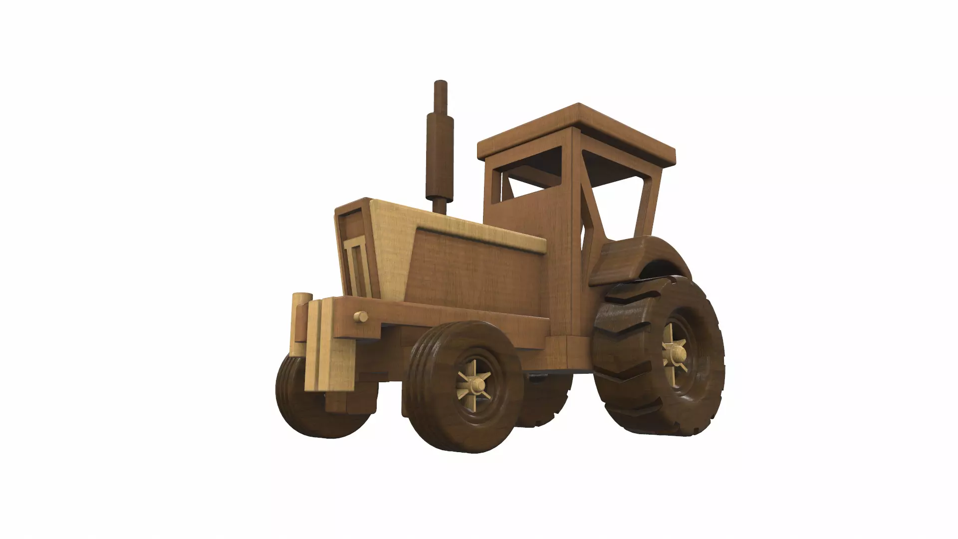 Wooden tractor toy 4 Free 3D model