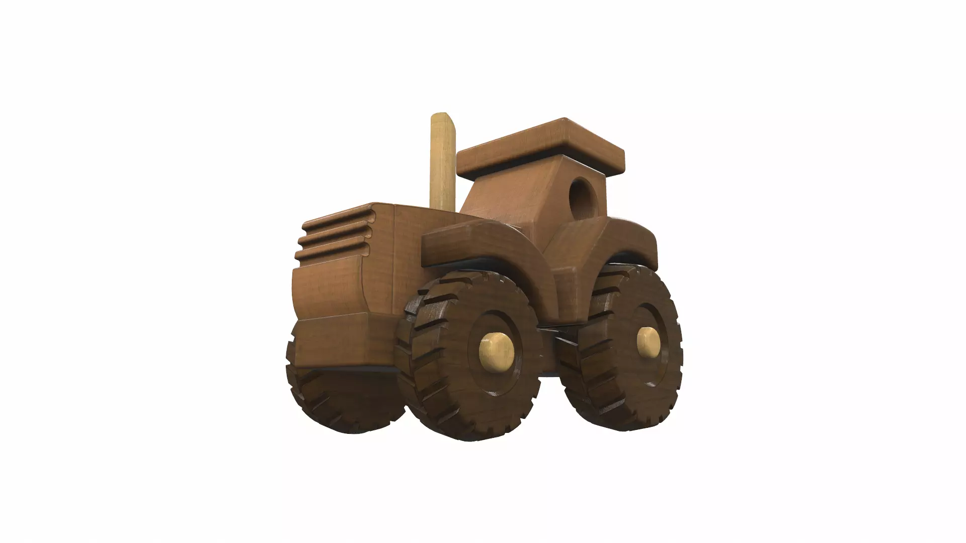 Wooden tractor toy 6 Free 3D model